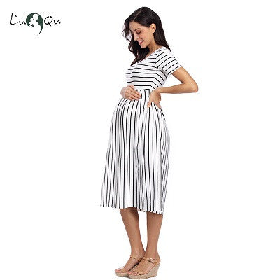 Maternity Dresses | "Lisa" Casual Striped Maternity Dress